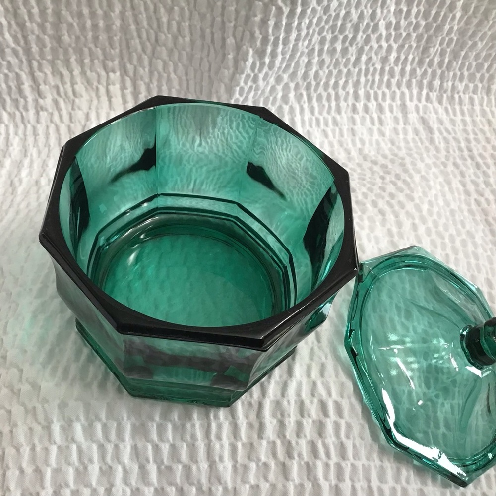 Vintage Indiana Confections Glass Candy Dish Dark Turquoise - Picture 7 of 10